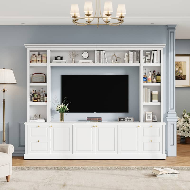 All-in-One Entertainment Center TV Stand for TVs up to 70 Inch, Modern TV Cabinet Display Cabinet with Bookcase