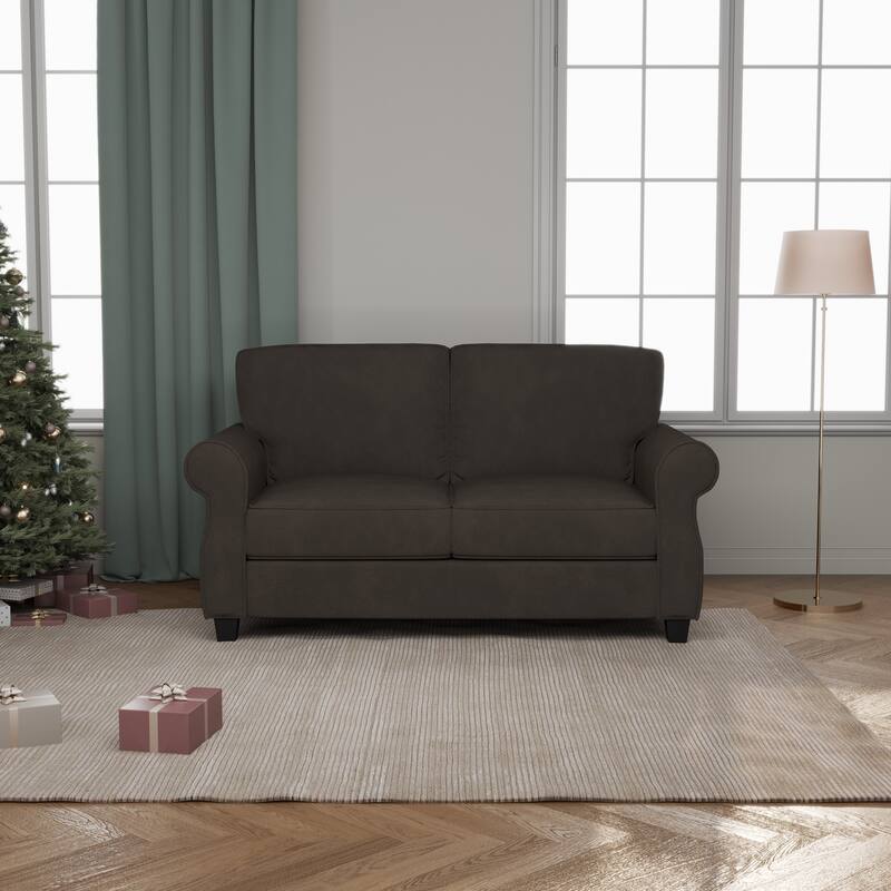Sofa with Solid Wood Frame,, Comfy Sofa Couch with Extra Deep Seats, Modern 2 Seater Sofa, for Living Room Apartment Lounge - Brown