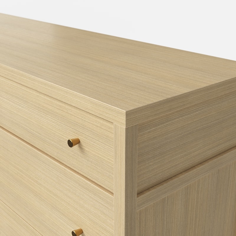 63” Solid Wood 6 Drawer Dresser – Semi-Assembled Modern Farmhouse Wide Chest with Soft-Close Undermount Slides