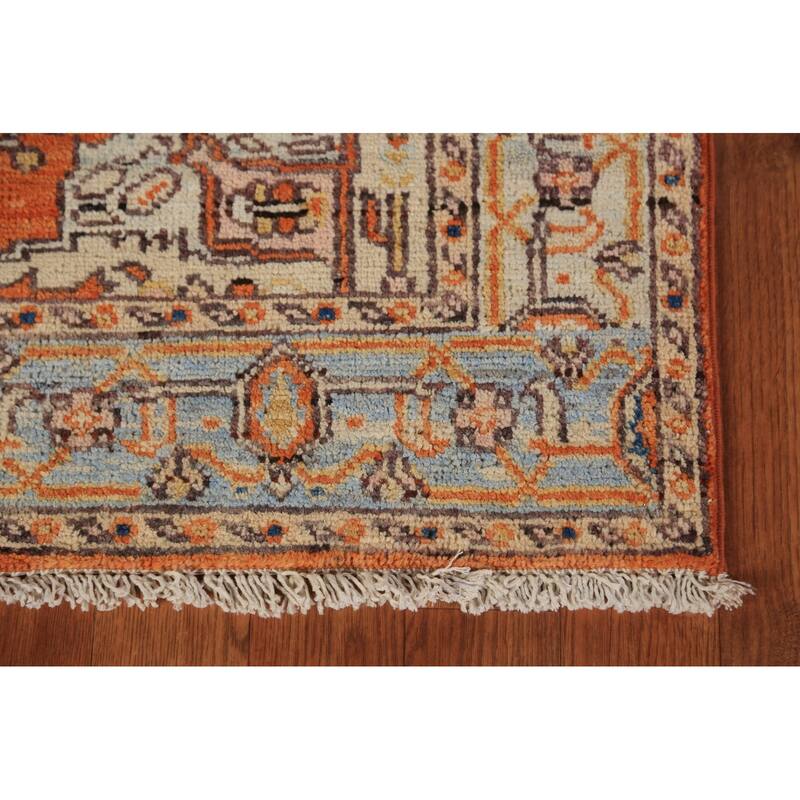 Vegetable Dye Medallion Heriz Serapi Oriental Rug Handmade Wool Carpet - 3'1"x 4'6"