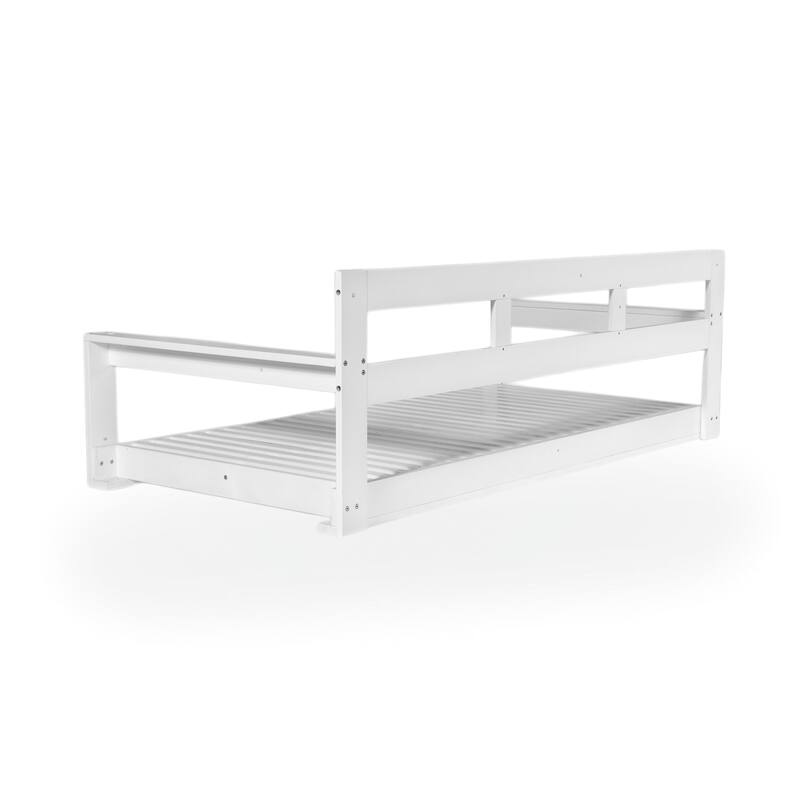 Patio Wooden Twin Size Porch Swing Daybed Frame, Garden Swing Bench Chair with 4 Hanging Ropes