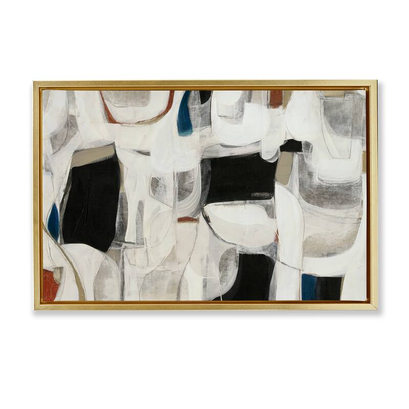 Stupell Dynamic Earthy Shapes Framed Floater Canvas Wall Art Design By Kippi Leonard - 25 x 17 - Gold