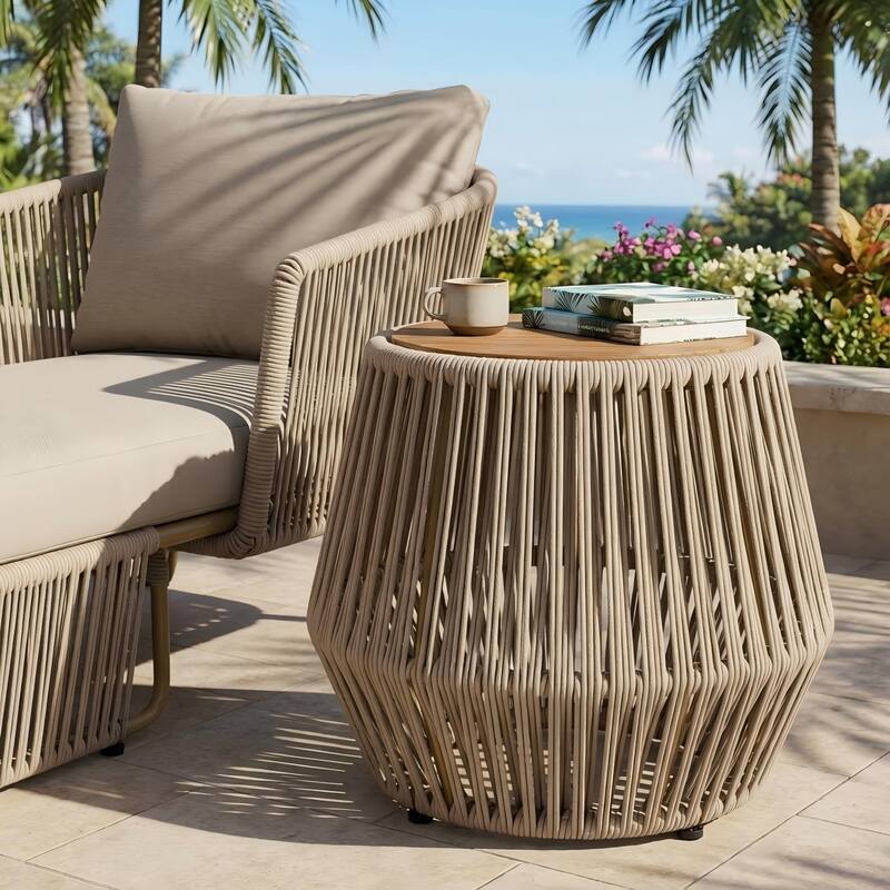 Christopher Knight Home Marcellin Acacia Wood Side Table with Rope Woven Base