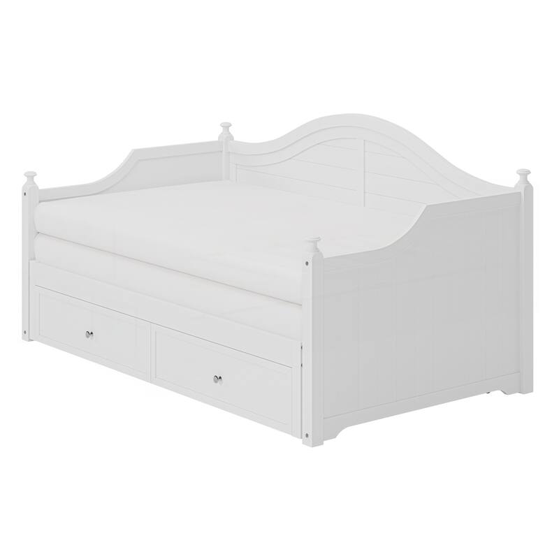 Twin Size Wood Daybed Extended Bed with Storage Drawers