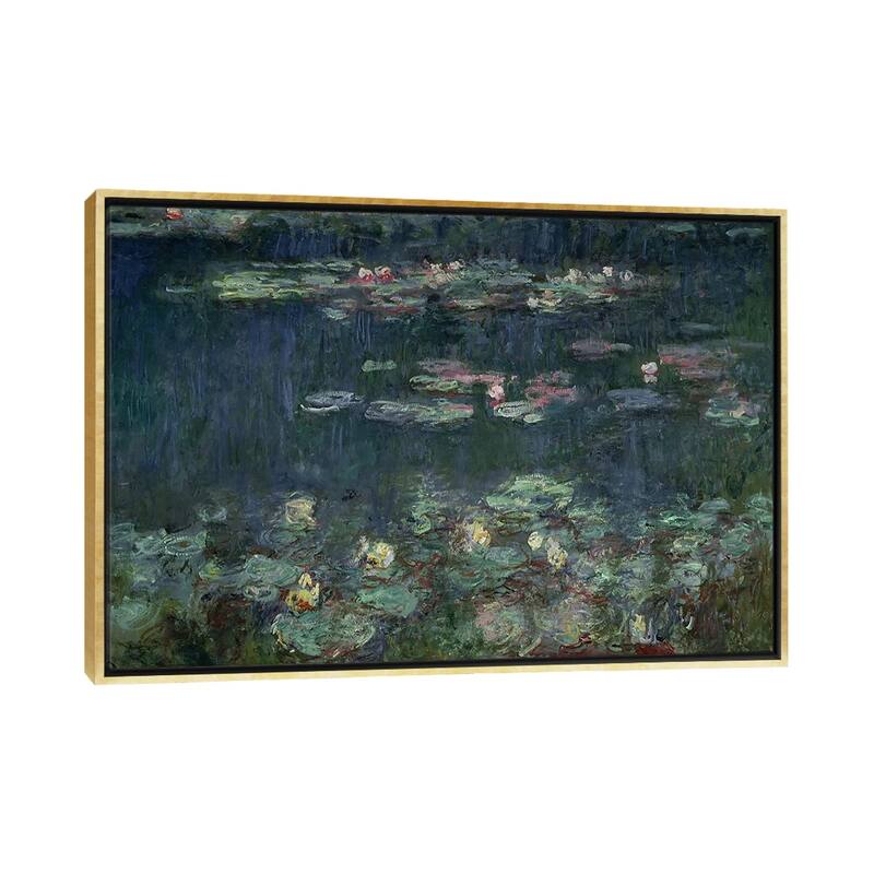 iCanvas "Waterlilies- Green Reflections, 1914-18 " by Claude Monet Framed Canvas Print - Gold - 32x48