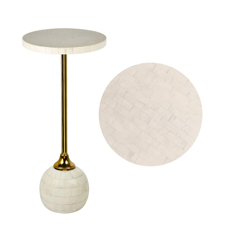 Blanche 26" Metal/Resin Mosaic Pedestal Drink Table, by JONATHAN Y