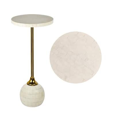 Blanche 26" Metal/Resin Mosaic Pedestal Drink Table, by JONATHAN Y