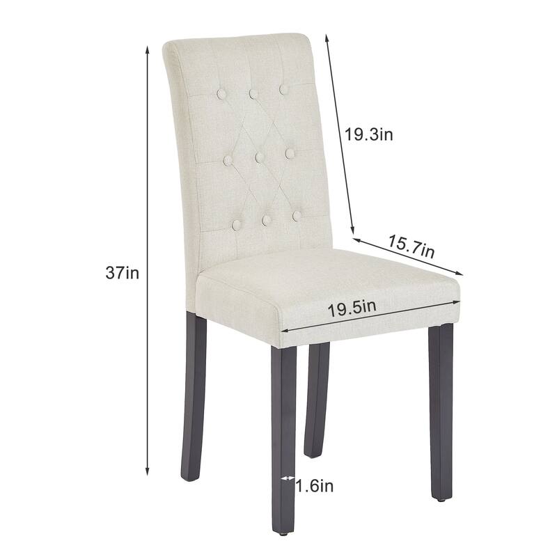 Upholstered Dining Chairs Set of 4, Button Tufted Parsons Dining Chair with Solid Wood Legs, Modern Fabric Side Chair