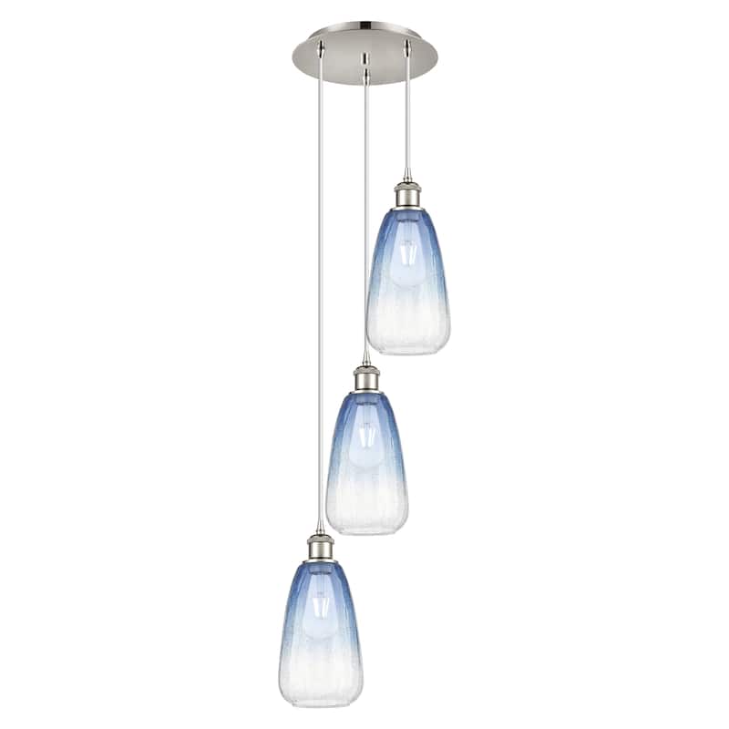 Innovations Lighting Endless Possibilities Ballston - Brookhaven Almond - 3 Light 13" Cord Hung Multi Pendant - Polished Nickel/Sapphire Blue