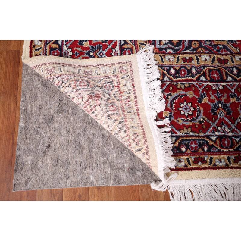 Ivory & Red Floral Kashan Turkish Area Rug Machine Made Carpet - 9'8" x 13'0"