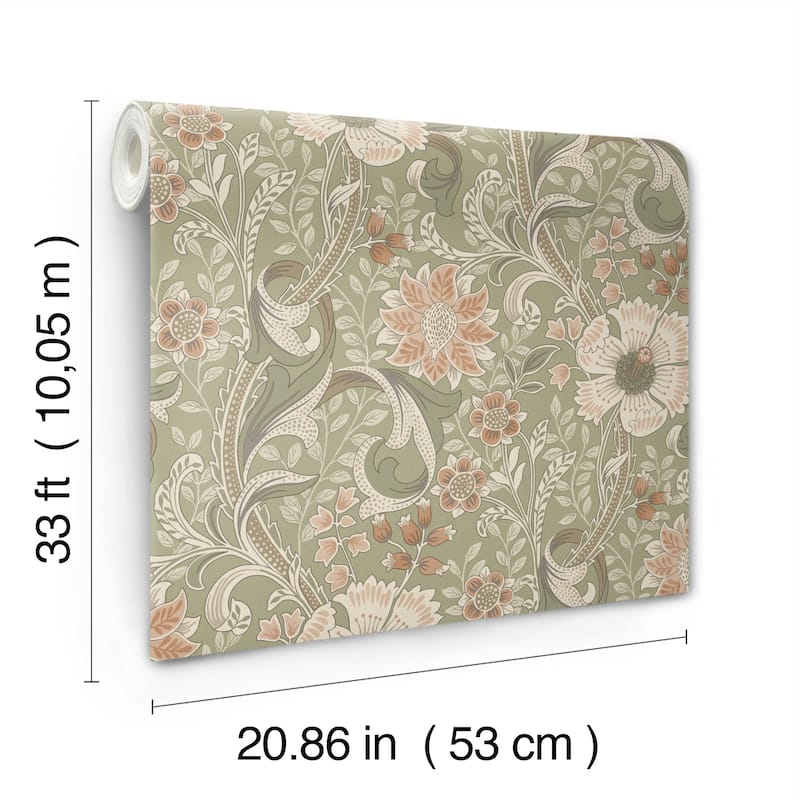 Chesapeake Liora Green Floral Trail Wallpaper