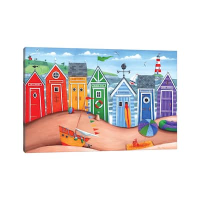 iCanvas "Beach Hut Rainbow Scene" by Peter Adderley Canvas Print