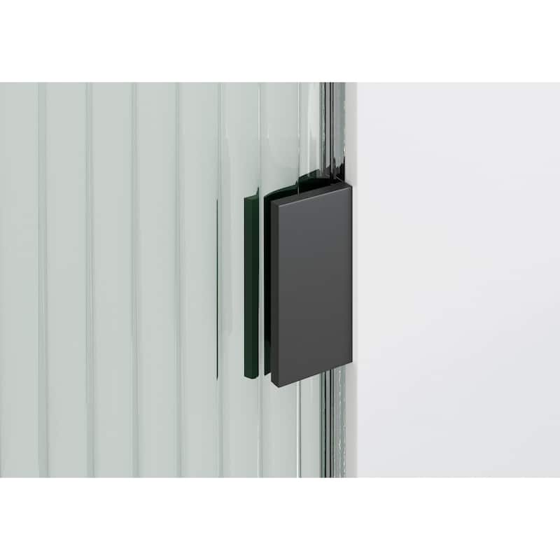 Aurora 58.25" x 34" Frameless Bath Shower Door - Single Fixed Panel Fluted Frosted Radius Right Hand
