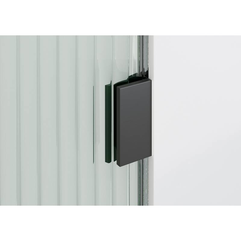 Glass Warehouse 38" x 78" Frameless Shower Door - Single Fixed Panel Fluted Frosted Radius