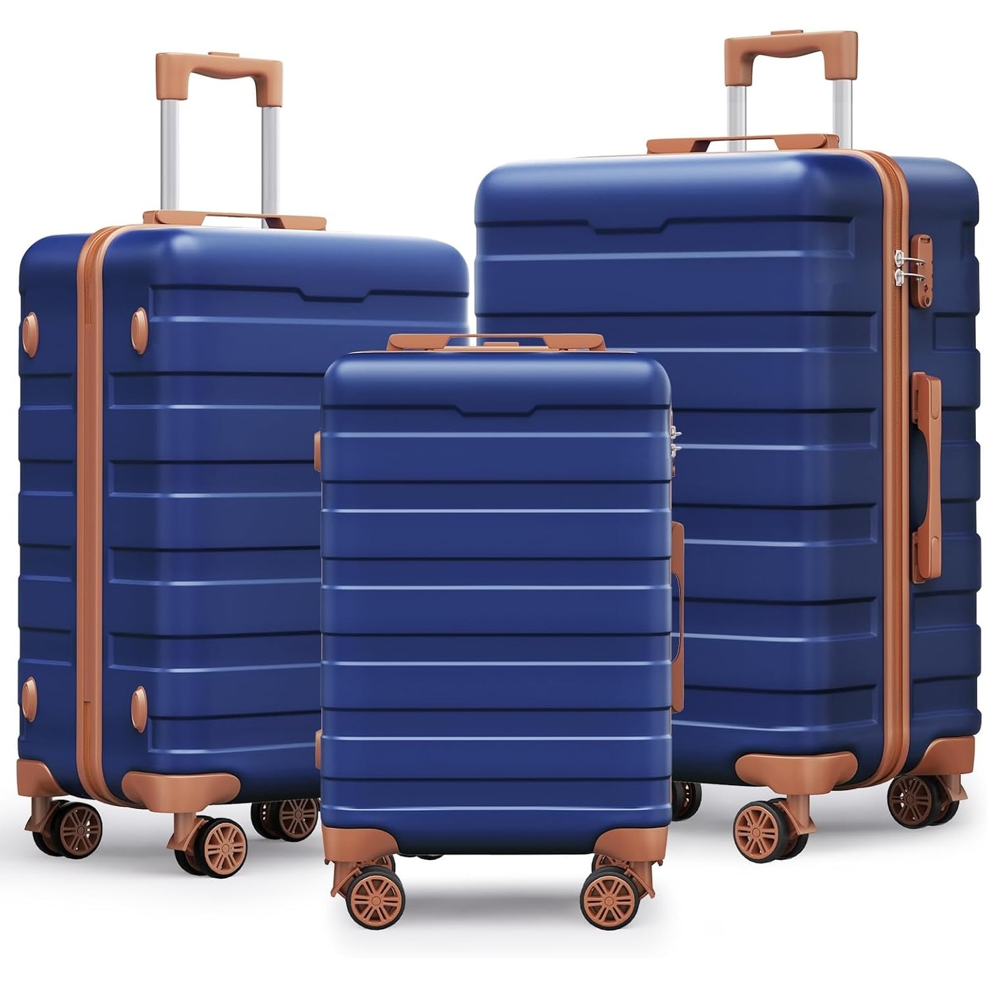 3-Piece Hardside Luggage Set with TSA Lock 360° Spinner Wheels and Durable PC+ABS Shell