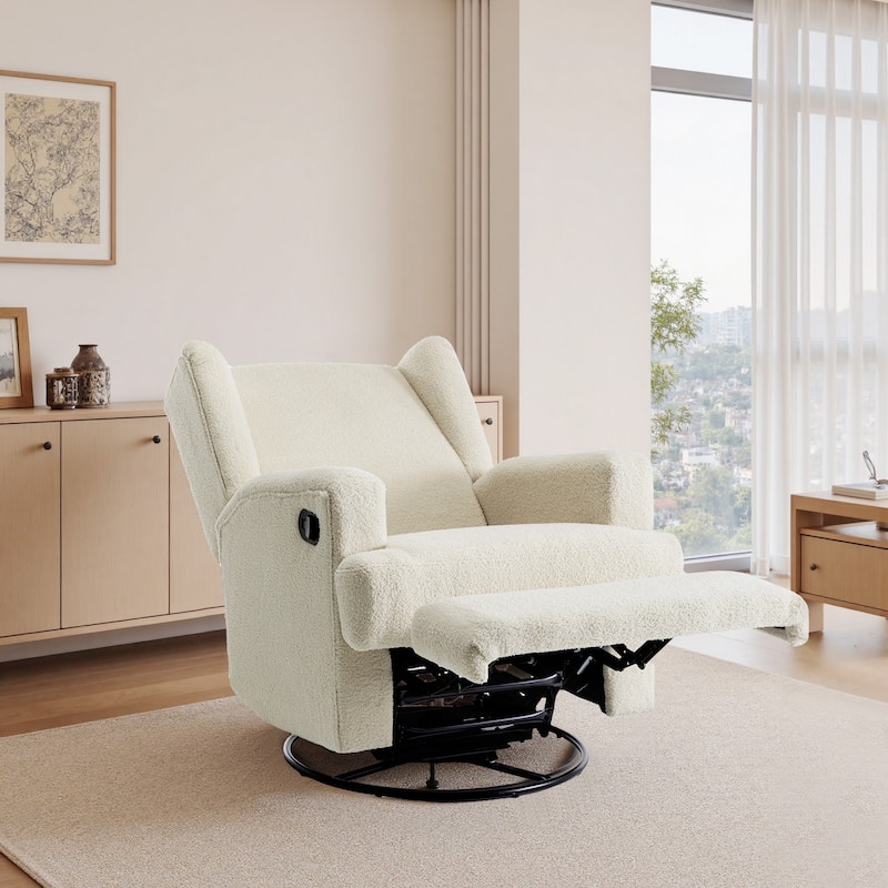UIXE Upholstered Chenille/Boucle Swivel Glider Rocker Recliner