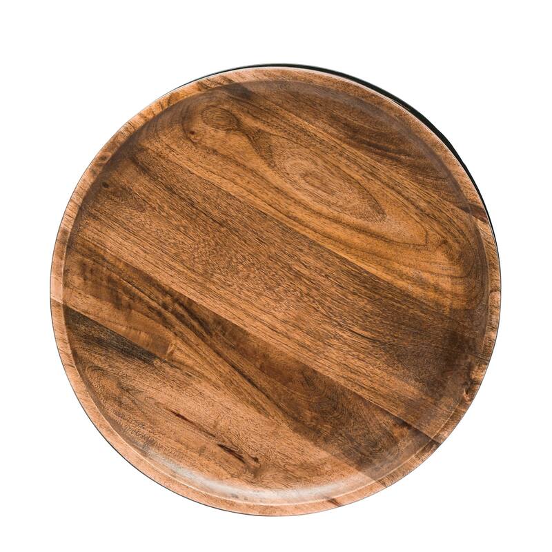 Roomfitters Industrial Nesting Side Tables, Solid Mango Wood Tops, Black Iron Base, Set of 3, Rustic and Modern Style