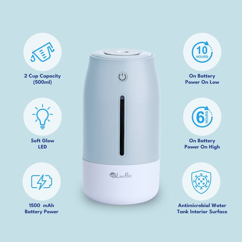 LivePure LP250 Aqua Glo Portable Cool Mist Humidifier