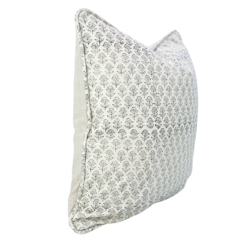 Fabdivine Pipine Fall Décor Farmhouse Hand Block Print Pillow Cover Sofa, Couch Cushion Case Linen - Pillow Covers - Tarangani- Black - 12" x 20"