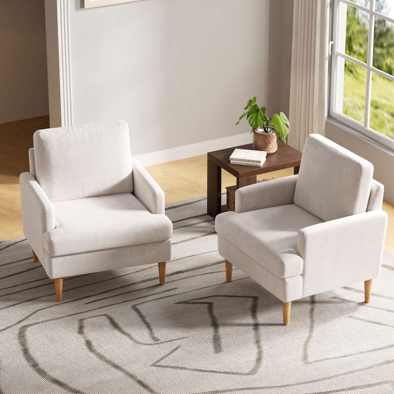 set of 2 Accent Chair for Bedroom Living Room with Wood Legs