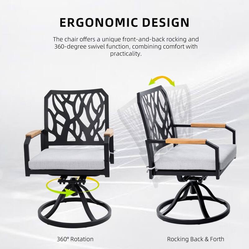 Patio Aluminum Swivel Rocker Chairs with Sunbrella Fabric Cushions( Set of 2)