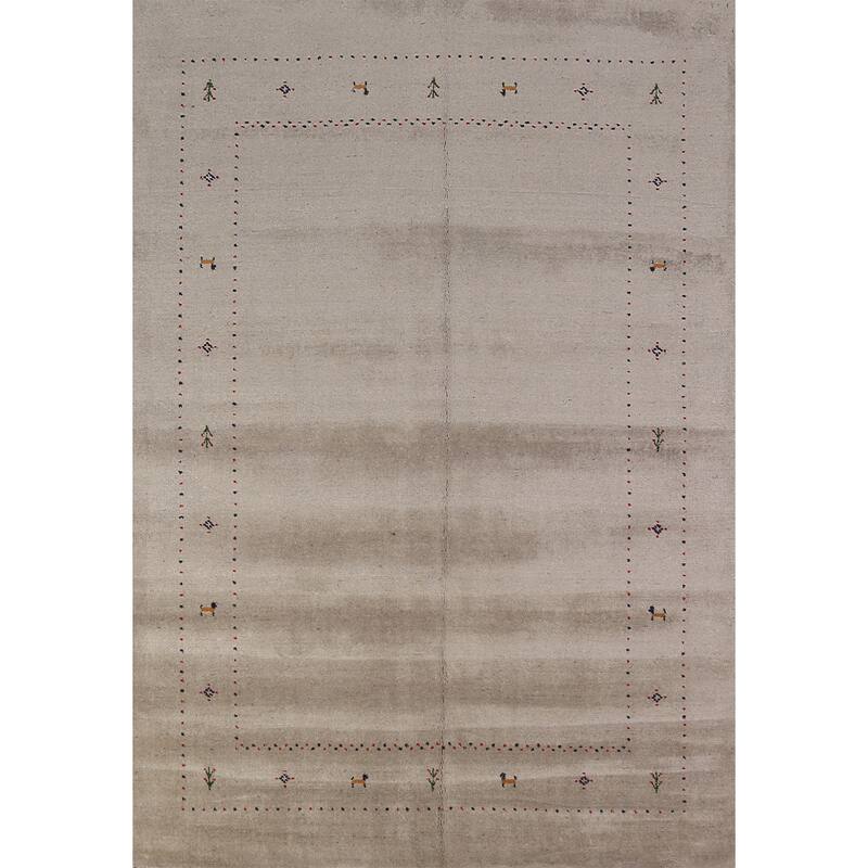 Tribal Gabbeh Oriental Rug Hand-Knotted Contemporary Wool Carpet - 5'9" x 7'8"