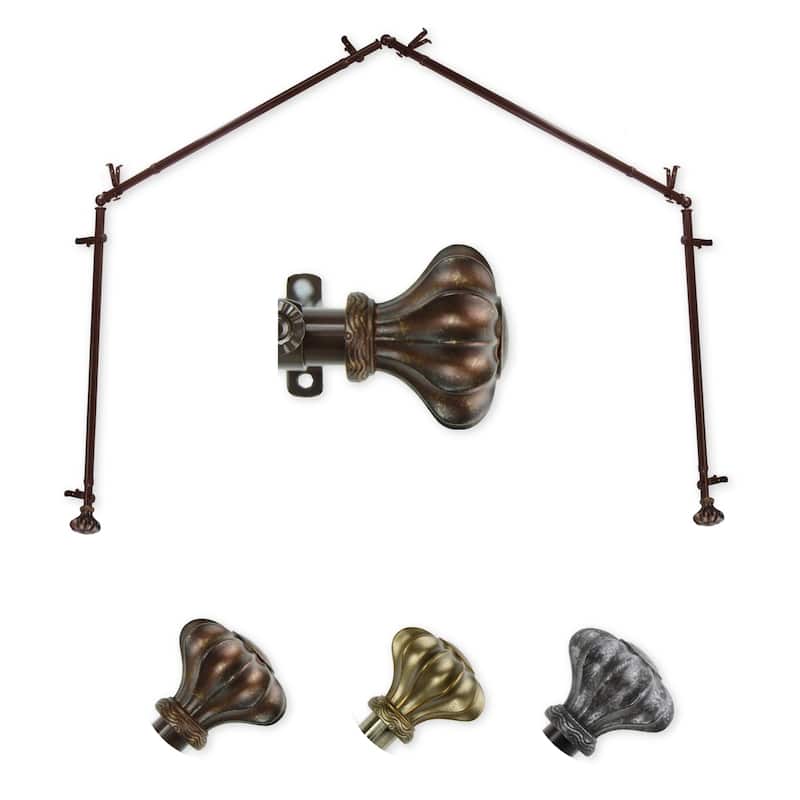 Adjustable Curtain Rods 20-72 Inch, Antique Brass Hardware Set, Telescoping Rods for Windows - M