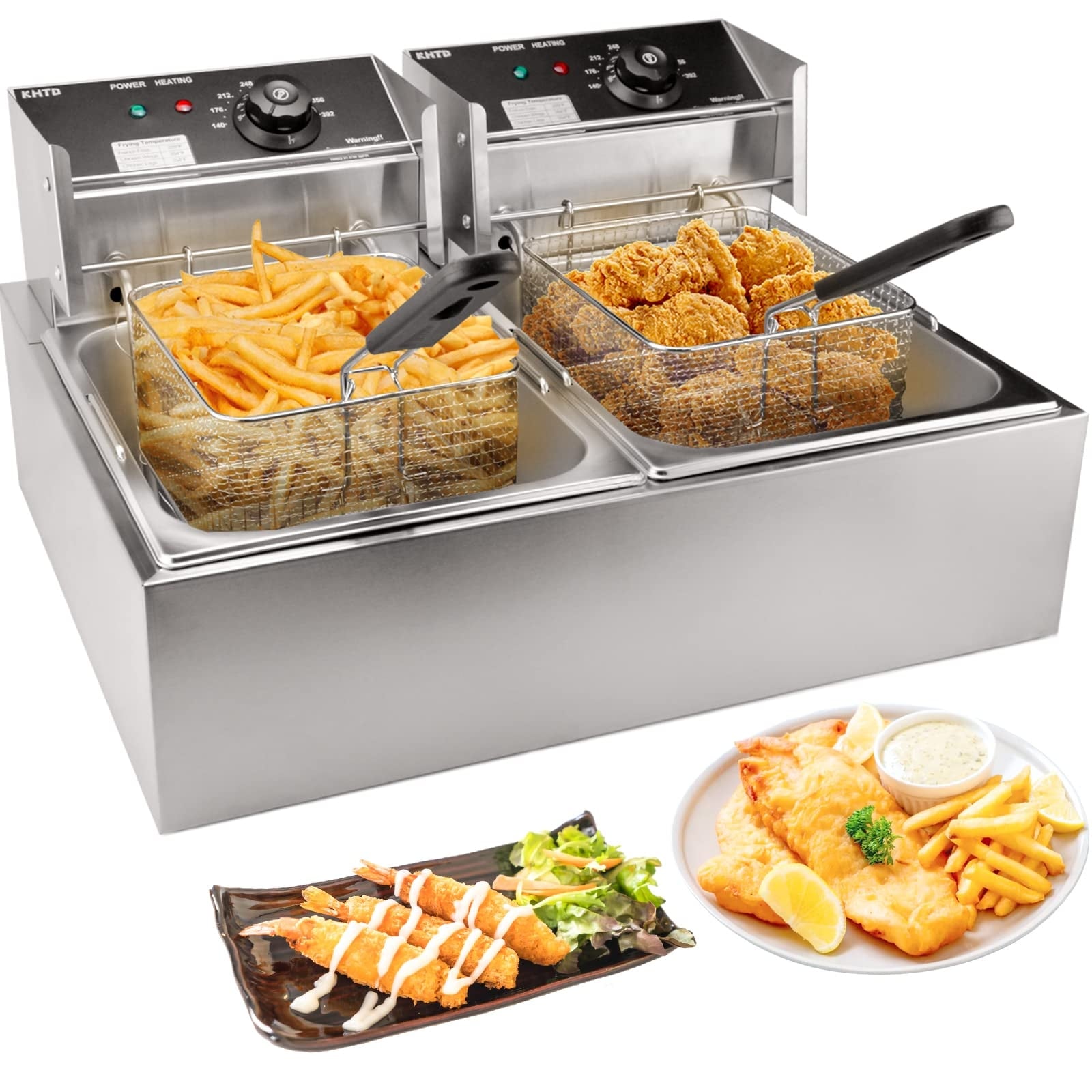 Commercial Deep Fryer with Basket 3400W 12.7QT 12L Stainless