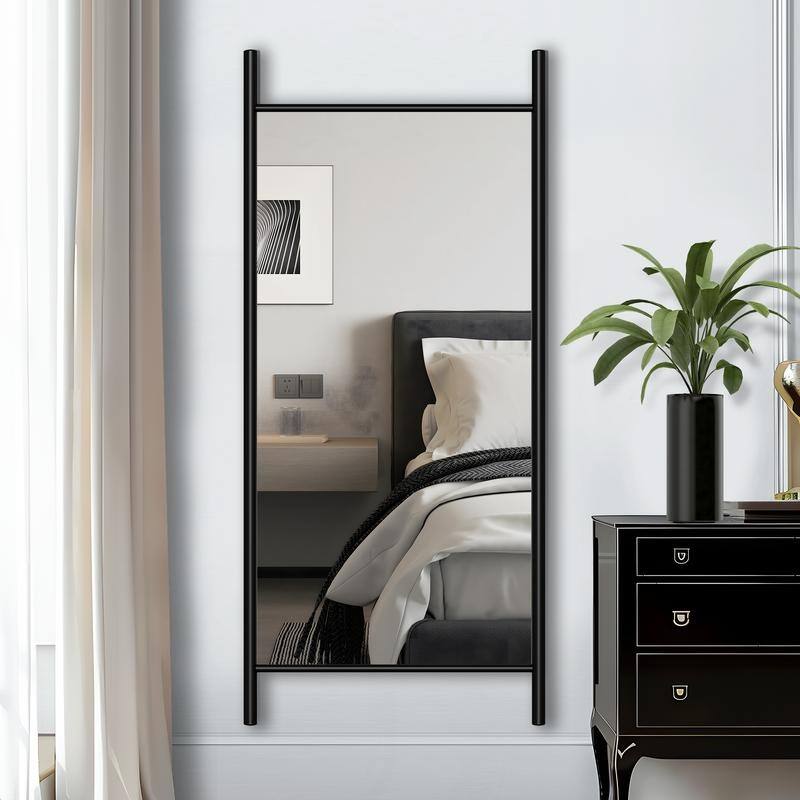 Ladder-Style Arched Solid Wood Framed Full Length Leaning Mirror