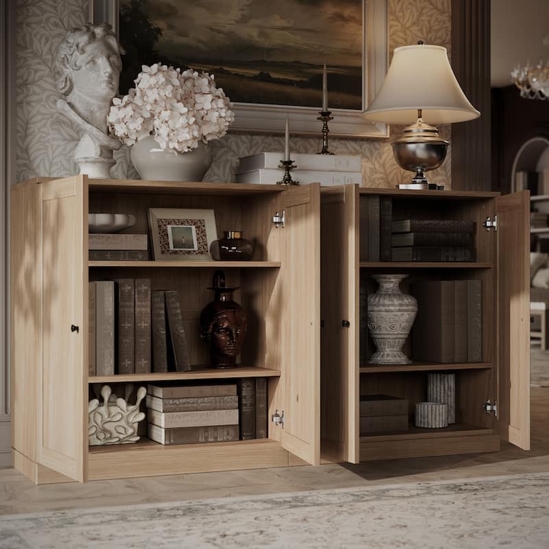 Palace Imports Premium 100% Solid European Oak Hardwood Modular Dining Room Sideboard with Shaker Doors - 64" Wide, 35.75" Tall