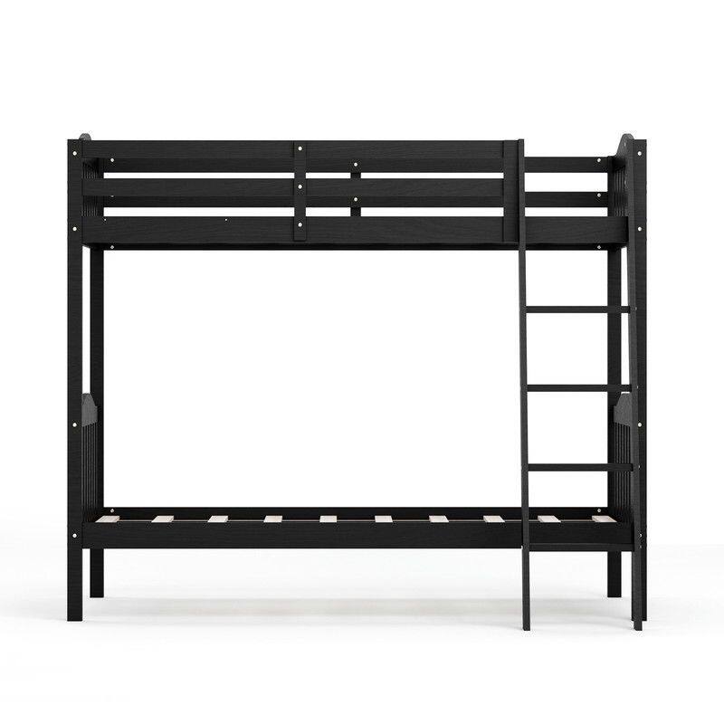 Twin Over Twin Solid Wood Bunk Bed for Kids and Adults, No Box Spring Required