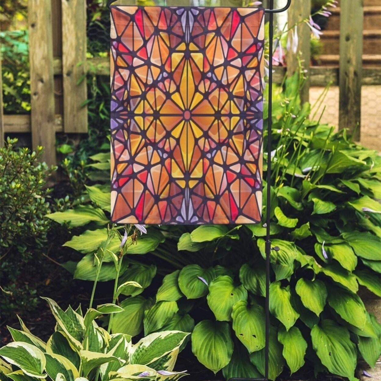 Shop Purple Window Abstract Triangle Pattern Looking Like Stained