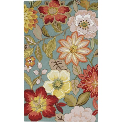 Runu Floral Area Rug By HomeRoots - 4' x 6'