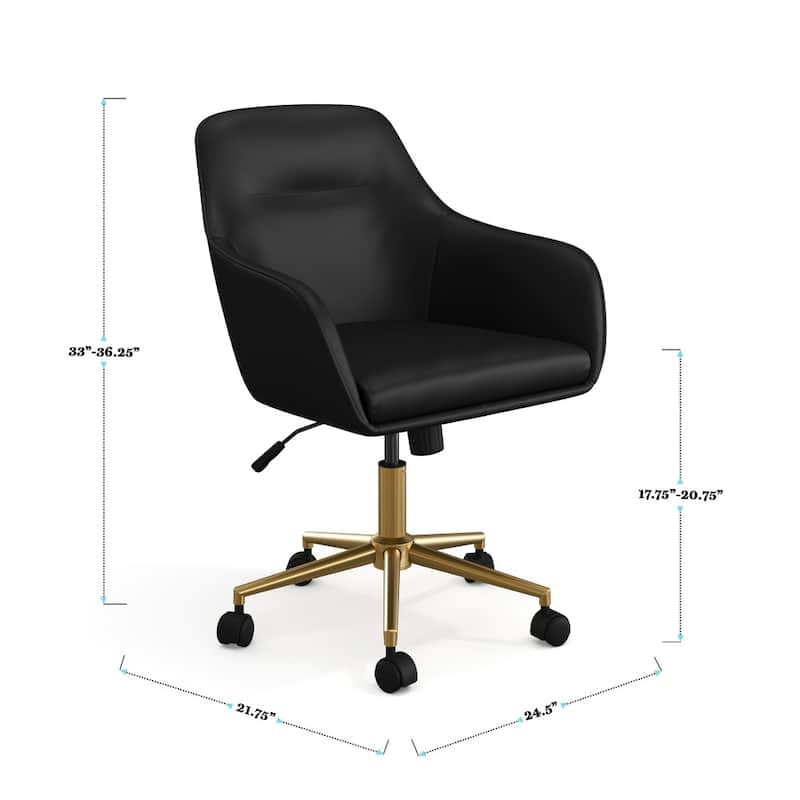 Martha Stewart Rayna Upholstered Swivel Office Chair with Metal Frame