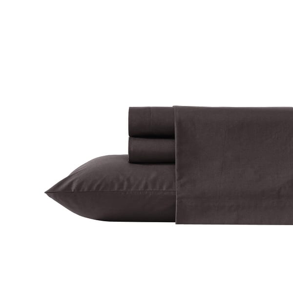 Vera Wang Cool Comfort Solid Percale Cotton Sheet Set - Brown - Queen
