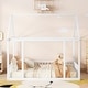 preview thumbnail 47 of 52, House Floor Bed with House Roof Frame and Safety Guardrails, Twin/Full Size Wooden Floor Montessori Bed House Bed for Kids