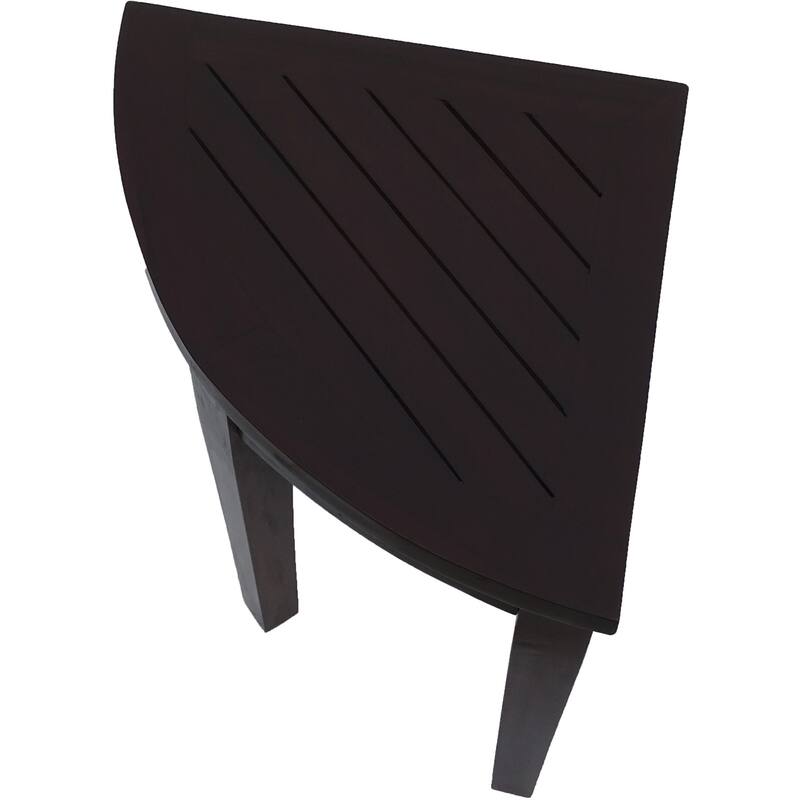 Compact Teak Corner Shower/ Outdoor Bench with Shelf in Brown Finish