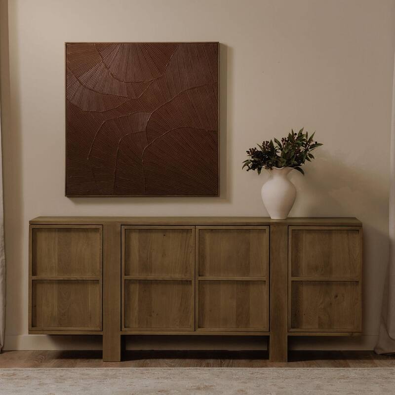 NADAAL STUDIOS Vionette, Four Doors Sideboard With Solid Oak - 74"W x17"D x31"H