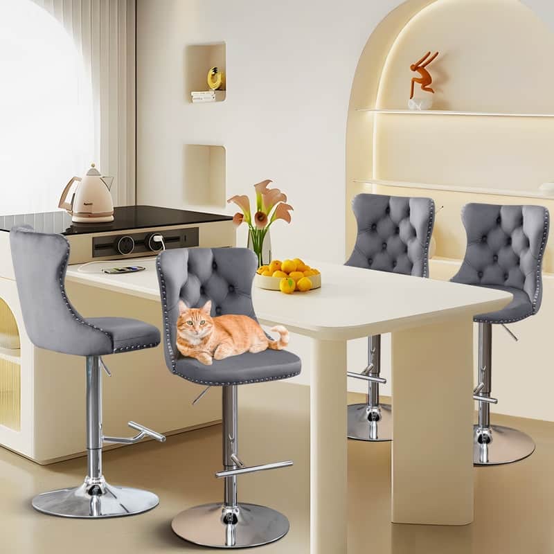 Swivel Foam Barstools Adjusatble Seat Set of 2