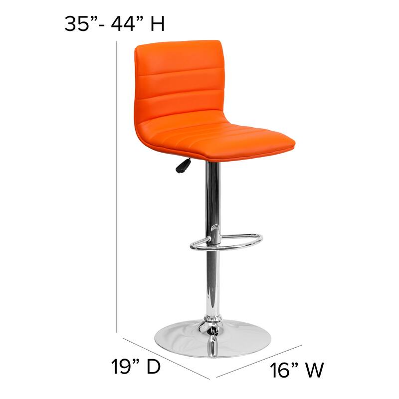 Modern Vinyl Stitch Back Adjustable Height Barstool - 16"W x 19"D x 35" - 44"H