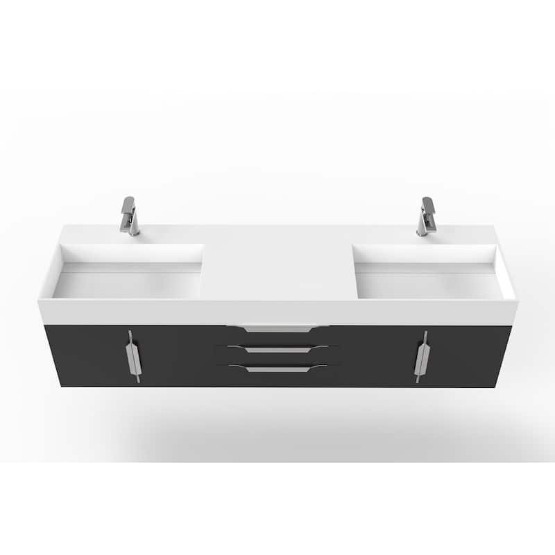 Amazon 72" Wall Mounted Bathroom Vanity Set w/ White Top
