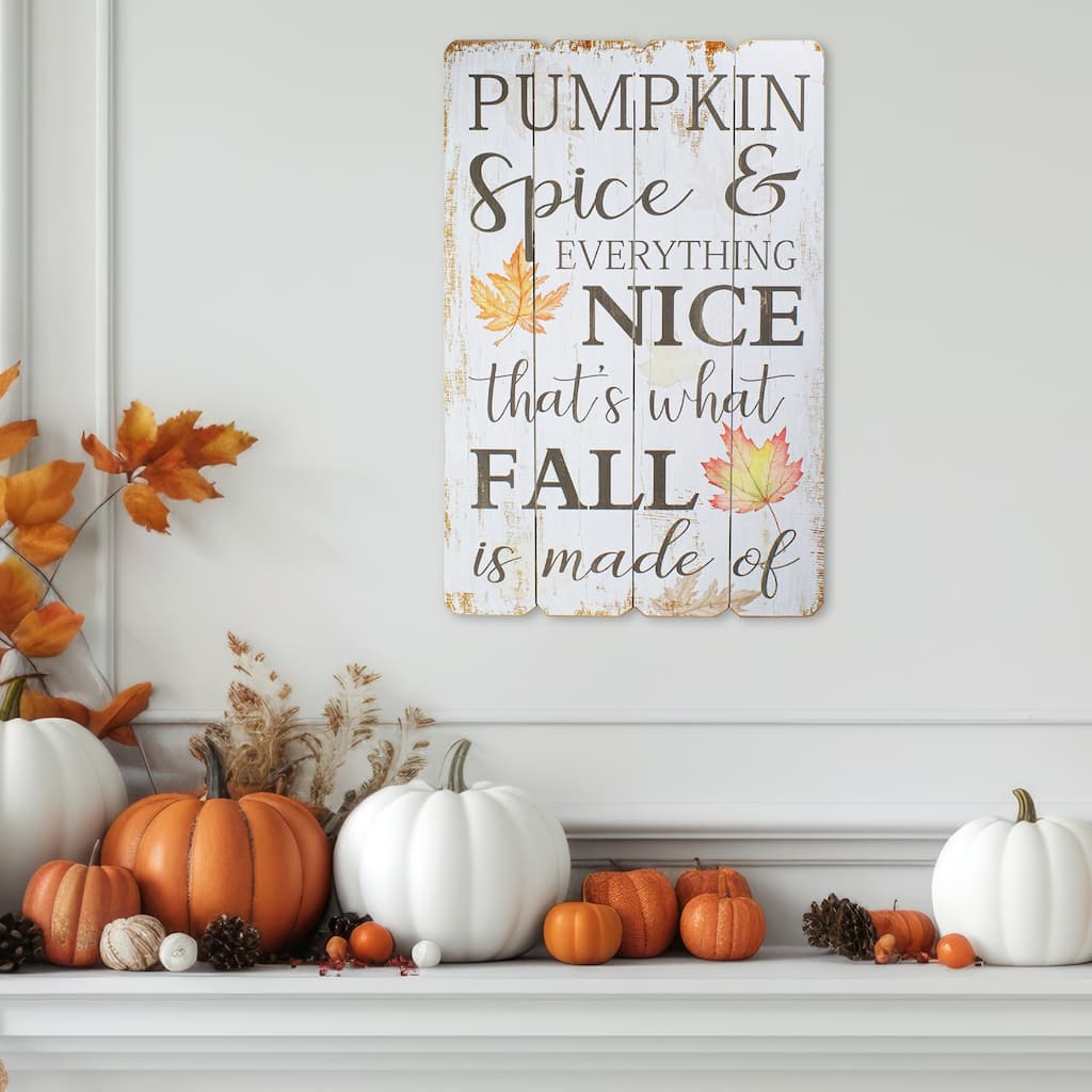 Pumpkin Spice Everything Nice Fall Wooden Wall Sign - 23.5"
