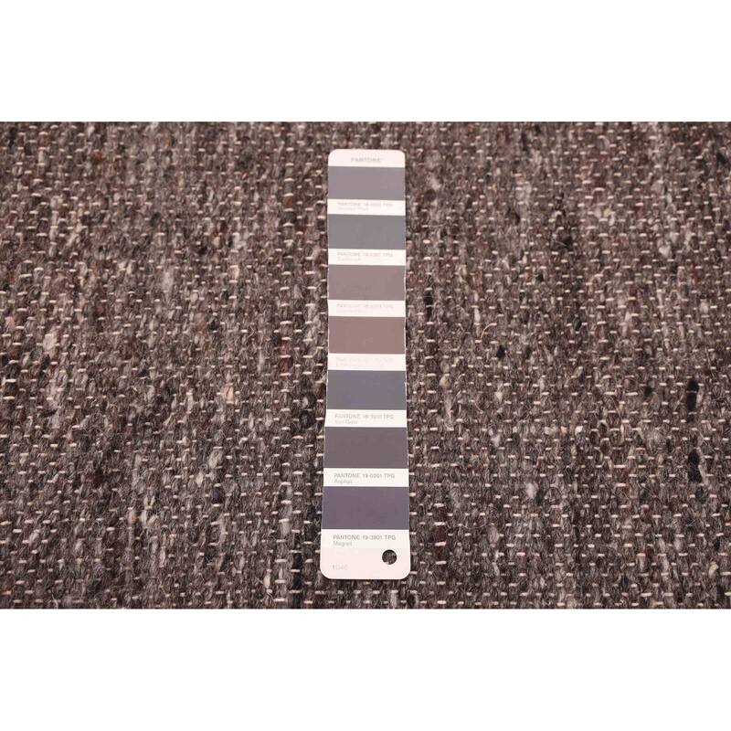 ECARPETGALLERY Flat-Weave Nevada Dark Grey Wool Kilim - 8'0 x 9'10
