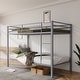 preview thumbnail 1 of 31, Twin Over Twin Metal Bunk Bed, Low Profile, Ladder, High Guardrail Grey