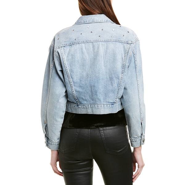Shop La Vie Rebecca Taylor Embellished Denim Jacket Mistws Mist