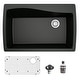 preview thumbnail 1 of 64, Karran Drop-In Quartz Composite 34 in Single Bowl Kitchen Sink with Accessories Black