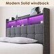 preview thumbnail 7 of 9, Queen Upholstered Platform Bed with LED Lights Storage Headboard Charging Ports
