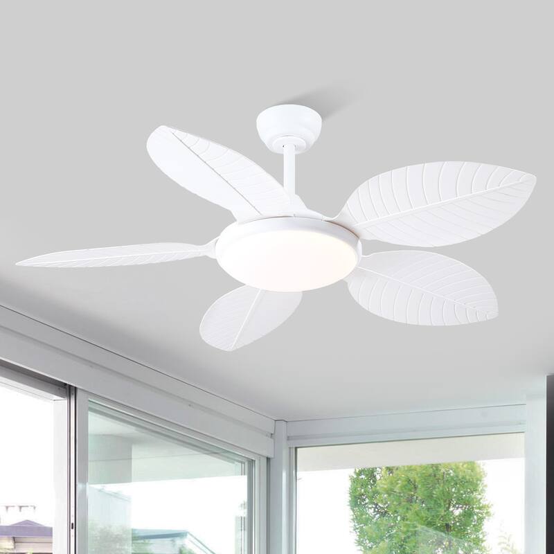 48" Downrod Ceiling Fan with Light,Palm Leaf Blades,Tropical Ceiling Fan for Living Room,Bedroom,Patio - 48 Inches