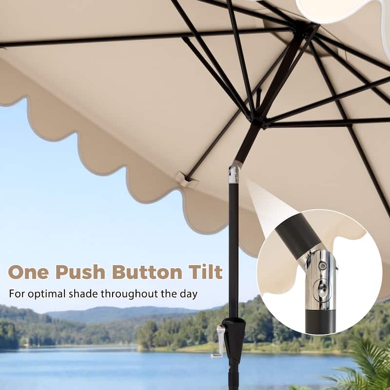 Gymax 10 FT Outdoor Umbrella w/ Weighted Base Sandbags Push Button