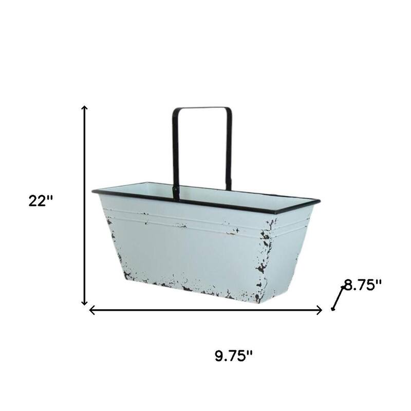 HomeRoots Set of Two Robins Egg Blue And Black Metal Cube or Bins